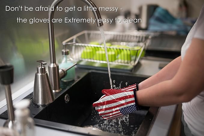 KITCHEN PERFECTION XL Silicone Smoker BBQ Gloves -Heat Resistant Oven Mitts | Waterproof, 5-Finger Design For A Better Grip, for Pitmasters, Meat Smoking, Grilling, Cooking, Frying Turkey | Grill Gift