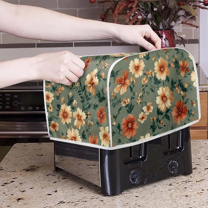 Hippie Flower Print Toaster 2 Slice Cover Dust-proof & Anti Fingerprint Bread Maker Machine Covers Lightweight Small Kitchen Appliance Covers