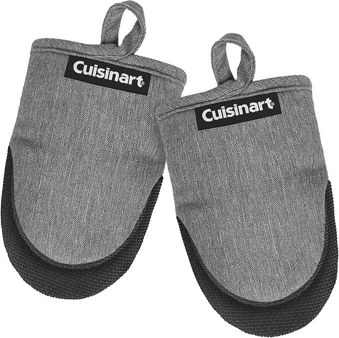 Cuisinart Mini Oven Mitts, 2-Pack, Neoprene Grip, Heat Resistant 350F | Cotton-lined, non-slip neoprene palm, ambidextrous design, ideal for smaller hands and everyday cooking