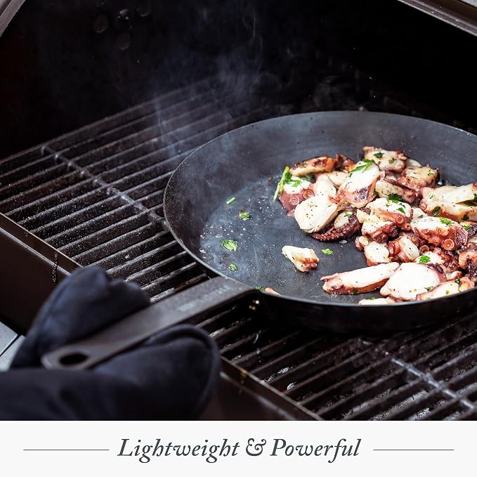 Merten & Storck 12" Pre-Seasoned Carbon Steel Frying Pan Skillet | Natural Nonstick with Use, Induction & All Stovetop Suitable, Grill & Campfire Safe, Even Heating, Indoor/Outdoor Use