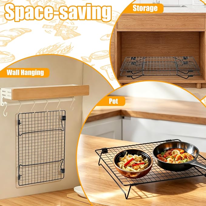 Sourdough Cooling Rack 2 Pack Stackable | Heavy Duty Wire Cooling Rack | 13.4"*9.3" Rack for Cooking and Baking Must Haves | Cooling Cookie, Cake, Pizza, Roasting, Drying | Gifts for Baking Lovers