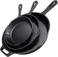Cast Iron Skillet 3-Piece Set - 12", 10", 8" Heavy-Duty Professional Restaurant Chef Quality Pre-Seasoned Pan Cookware - For Frying, Saute, Cooking, Pizza - Black
