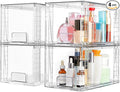 Vtopmart 4 Pack Large Stackable Storage Drawers, Clear | Easily Assemble Bathroom Closet Undersink Organizers and Storage Kitchen Cabinets,Pantry,Makeup,Medicine Organization