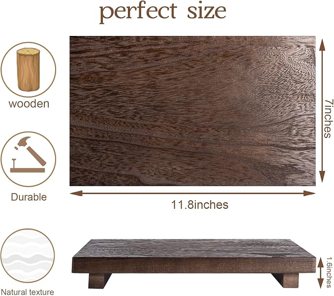 zoocatia Small Wood Tray Pedestal Stand Farmhouse Bathroom Decor Decorative Wooden Riser Kitchen Soap Dish Holder for Vanity, Counter, Sink, Large 11.8" x 7" - Walnut | Waterproof, Lightweight, Easy Clean, Small Wooden Riser Pedestal Stand Accessories ...