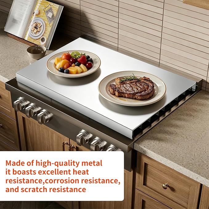 Gas Noodle Board Stove Cover: Mineye Gas Stove Top Cover Stainless Steel, Gas Stove Cover Board for Gas and Electric Stove Range Expanding Kitchen Space, Sliver, Large Size 30"x 22"x2.6"