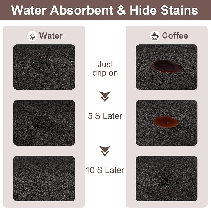 CooRug Fashion Coffee Mat, Dish Drying Mat 16" x 24" Black | Hide Stain, Absorbent, Coffee Bar Accessories, Heat Resistant, Non-slip, Eco-friendly, Easy to Clean