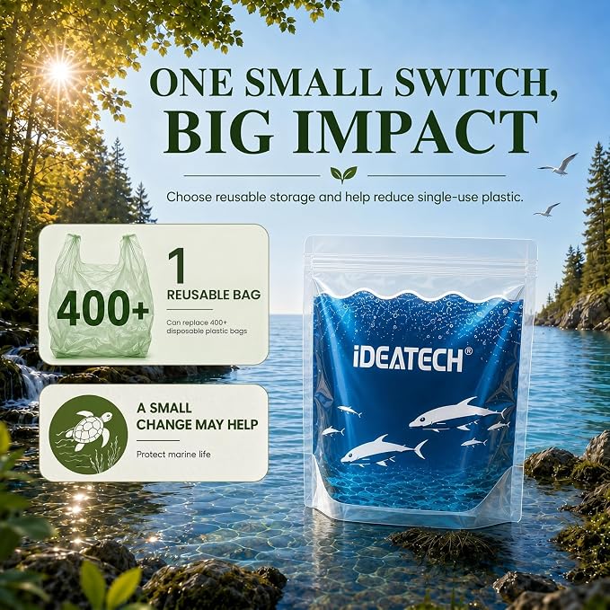 Dishwasher Safe Reusable Storage Bags Stand Up - BPA Free Reusable Sandwich Bag - Leakproof Gallon Freezer Bags, Food Storage Bags - Multicolor 6 Large + 6 Sandwich + 6 Snack Bags