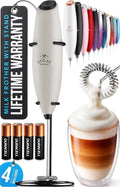 Zulay Kitchen Powerful Milk Frother Wand With Duracell Batteries - Ultra Fast Handheld Drink Mixer - Electric Whisk Foam Maker for Coffee, Lattes, Cappuccino & Matcha - Z1 Motor - Gray & Black