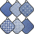 6 Pack Pot Holders 100% Cotton Heat Resistant Potholder, Machine Washable Pot Holder, Hot Pads, Table Pads for Cooking Baking (F)