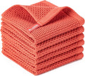 Kitchen Towels 6-Pack Kitchen Dish Cloths,100% Cotton,12x12 In,Brick Red | Towels Waffle Weave,Ultra Soft Absorbent, Quick Drying