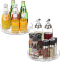 URALFA 9 Inch Lazy Susan Turntable, 2 Pack Small Rotating Cabinet Organizer | Clear Acrylic Plastic Spinning Organizer for Kitchen Cabinet, Pantry, Countertop, Fridge 360-Degree Rotating Base