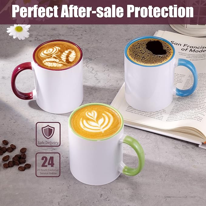 TANGLONG 12PCS Sublimation Mugs-6 Assorted Colors 11oz ceramic cup for gift | Heat Sensitive Coffee Mugs,Tazas Magicas Para Sublimacion Set,Color Changing,homemade gifts,summer, casual, beach, party