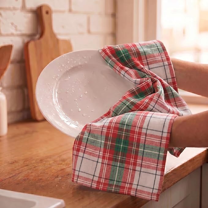 Urban Villa KitchenTowels Cotton DishTowels 20”x30”(Set of 6) Christ Check
