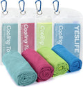 YESLIFE Cooling Towels, 4-Pack 40"x12", Multicolor Set J | Microfiber gym towels, soft breathable neck wrap, cooling towel for yoga running sport camping, Multicolor, 4-pack