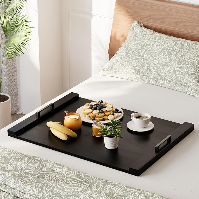 SpaceAid Noodle Board Stove Kitchen Cover with Handles, Top Covers for Gas Burners and Electric Stove, Oven Decor Accessories Wood Tray for Countertop, Black Bamboo