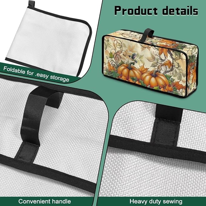 Pumpkins Toaster Cover 2 Slice Long Slot with Handle Thin Toaster Dust Cover Polyester Foldable Kitchen Accessories Compatible with Two Slice Bread Maker, Autumn Fall Gifts