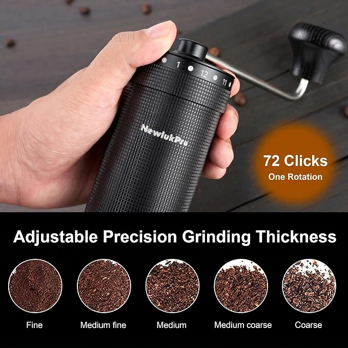 M7 Pro Manual Coffee Grinder,Titanium Conical Burr,35g Capacity | External 72 Grinding Settings.All-round Hand Coffee Grinder for Pour Over Drip French Press Espresso. Portable & Plastic Free