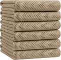 Homaxy 100% Cotton Oversized Waffle Weave Kitchen Towels 6-Pack, Tan | 20 x 28 Inches, Ultra Soft Absorbent Dish Towels, Quick Drying Large Cleaning Towels