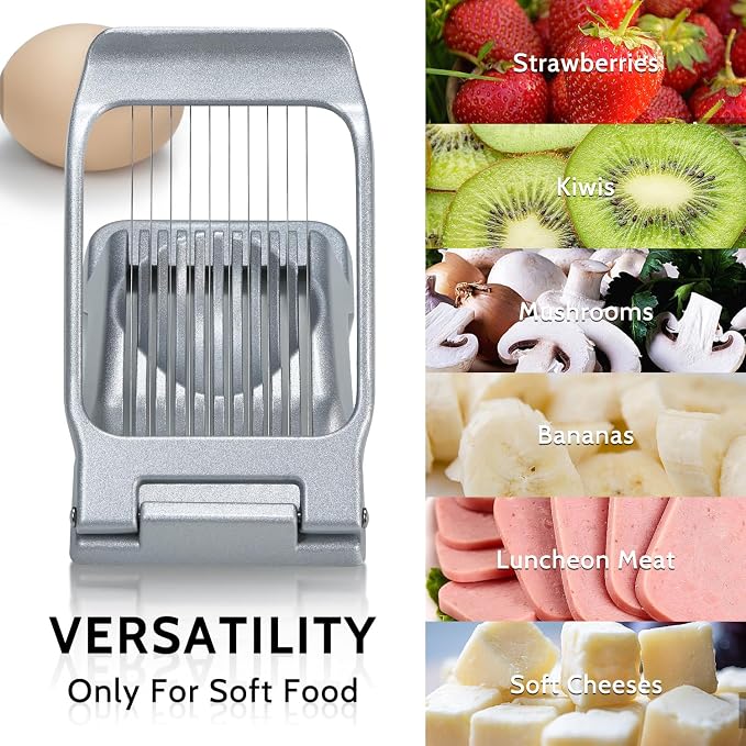 Sopito Stainless Steel Wire Egg Slicer for Hard Boiled Eggs & All Soft Food | Easy & Uniform Slices, Heavy Duty, Not Bend & Rust, Easy to Clean, Multipurpose Egg Cutter for Egg Salads, Sandwiches