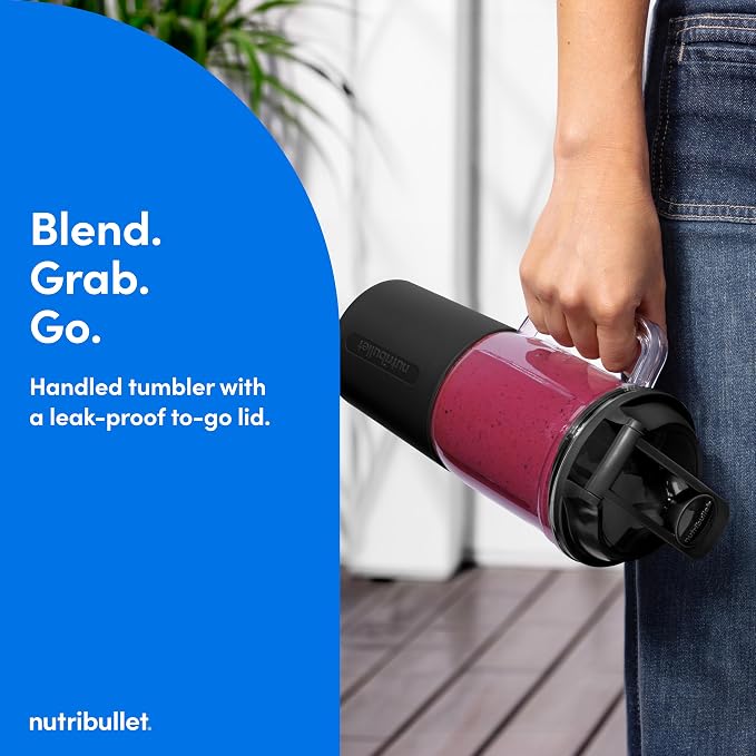 nutribullet Turbo Tumbler Edition, Personal Blender For Smoothies & Frozen Drinks, 24 Ounce Tumbler with boot, 32 Ounce Cup, Travel & To-Go Lids, 1000 Watt, Matte Black, NB30400AK