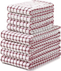 Homaxy Kitchen Towels and Dishcloths Set, Set of 8, Burgundy | Cotton Terry Kitchen Dish Towels, Super Soft and Absorbent Dish Cloths, 16 x 25 and 12 x 12 Inches