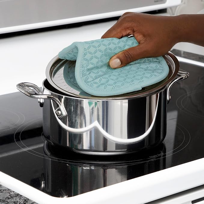 All-Clad Premium Pot Holder: Heat Resistant up to 500 Degrees - 100% Cotton, 10"x8" Hot Pad for Kitchen and Barbecue, 2-Pack, Rainfall