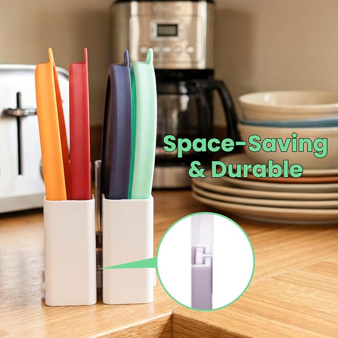 4 Cup Silicone Lid & Lid Organizer - 4 Pack Replacement Lids for Pyrex 7201-PC Glass Bowls and Anchor Hocking 4 Cup Glass Bowls & 2 Pack Adjustable Organizers for Kitchen Cabinet Storage