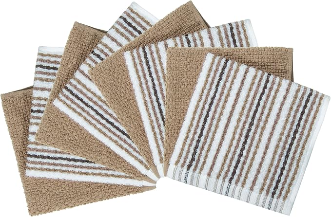 Bumble Dish Cloths 8-Pack, 100% Cotton Kitchen Towels, 12"x12" Tan | 430 GSM Soft Dish Towels for Kitchen, Highly Absorbent & Durable Kitchen Rags for Washing Dishes