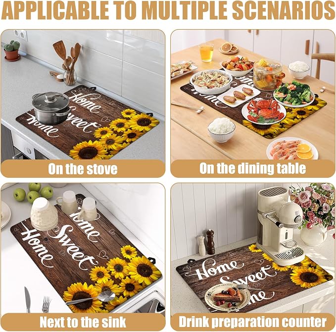 Home Sweet Home Stove Top Covers for Electric Stove, Wooden Grain Electric Gas Stove Pad Heat Resistant Range Cooktop Protector for Home Decor Kitchen 28"x20"