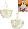 2 Pack Reusable Mesh Produce Bags with Cotton String Handles | Washable Breathable Eco-Friendly Grocery Storage for Fruits & Vegetables