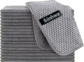 Dish Cloths for Washing Dishes with Scrub Side, Microfiber Dish Rags | Dual-sided microfiber dish cloths with scrubber for stuck-on food, quick dry kitchen washcloths 18 Pack, 7" x 7 Inch Gray