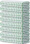 Kitinjoy Cotton 8 Pack Terry Kitchen Towels, Green | 16 x 25 Inches Super Soft and Absorbent Dish Towels, Quick Drying hand towels for kitchen Drying
