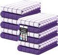 Homaxy Large Premium Cotton Kitchen Towels 16"x 28", 12 Pack, Purple | Natural Ring Spun 390 GSM Dish Towels, Super Absorbent Terry Kitchen Hand Towels, Soft Tea Towels with Hanging Loop