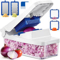 Geedel Vegetable Chopper with Container, 4 in 1 Food Chopper Veggie Slicer | Onion Chopper, 420 Stainless Steel, Safety Lock, Dishwasher Safe, No BPA, Cleaning Brush Included, for Vegetables, Cheese