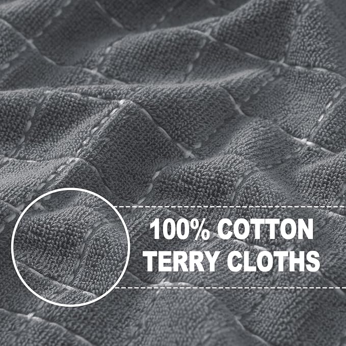 Homaxy 100% Cotton Terry Kitchen Towels, 8 Pack, Grey | Ultra Soft and Absorbent Dish Towels for Kitchen, Suitable for Drying and Washing Dishes