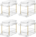 LAREKUN4pack 2-Tier Organizer & Storage Unit Stackable Bathroom Cabinet Organizer Pull-Out Kitchen Pantry Organizer & Storage System Suitable for Countertops, Pantries, Kitchens, Bathrooms