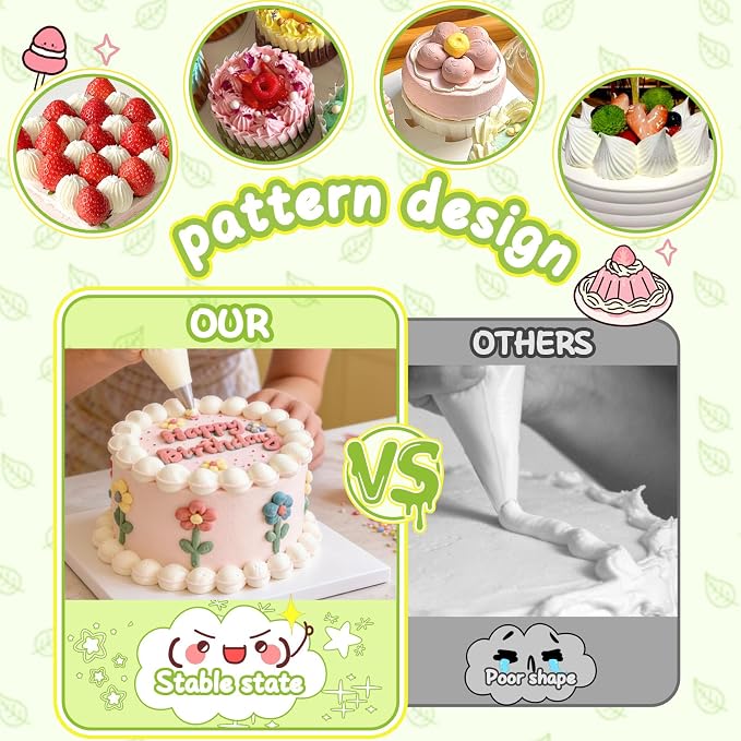 Suuker 4 Pieces Extra Large Piping Tips Set (F02 F06 9FT R22L) | Stainless Steel, Round Star Square Wide Jumbo, Cake Cupcake Cookie Decorating, Eclair Churro Meringue