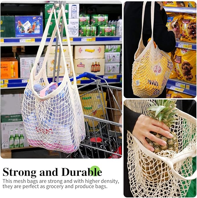 YOYI YOYI Cotton Mesh Reusable Produce Bags, Washable 100% Grocery Tote | 100% natural cotton mesh, washable and reusable — lightweight and portable for grocery shopping and produce storage