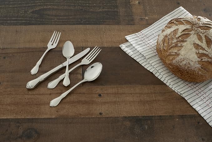 Oneida Chateau Dinner Knives Silverware Set for 4, Flatware | 18/10 stainless steel, mirror finish | dishwasher safe | dinner knife set for everyday dining, cutlery set