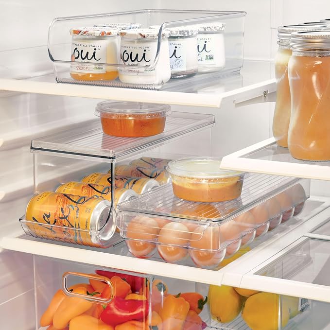 iDesign Clear Plastic Egg Holder for Fridge with Lid, 21 Egg | Storage Container, Organizer Bin