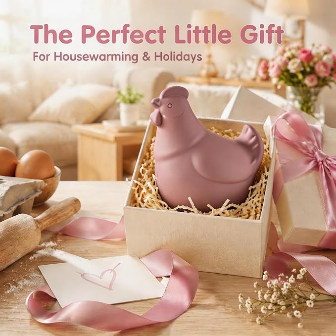 Silicone Egg Yolk Separator, Hen-Shaped, Pink | For Baking, BPA-Free, Food-Grade Yolk Remover Tool, Dishwasher Safe, Funny Kitchen Gadget Gift for Women
