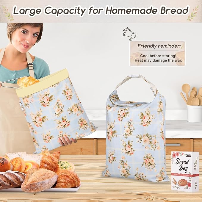 2 Pack Beeswax Bread Bags for Homemade Bread, Sourdough Storage XL 17"x13" | Reusable Bees Wax Bread Bag & Keeper, Natural Canvas with Premium Box for Home Baking, Freezer Storage & Outdoor Use