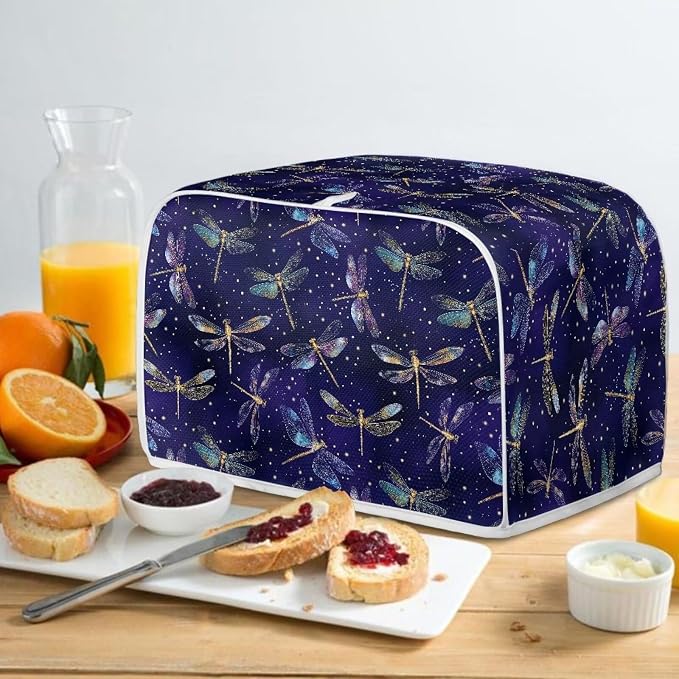 Dragonfly Print Toaster Cover 2 Slice Bread Toaster Oven Dustproof Cover, Waterproof Kitchen Small Appliance Cover Table Home Kitchen Decor