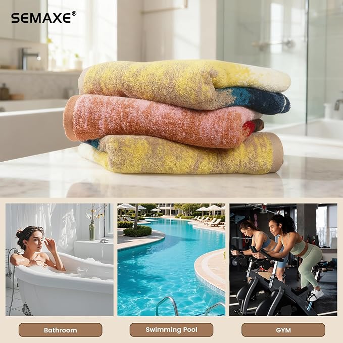 4-Pack Cotton Hand Towels for Bathroom with Hanging Loops, Coastal Ombre | Sink-side towels for drying hands and face, ideal for bathrooms, guest baths, powder rooms, OEKO-TEX certified, easy care
