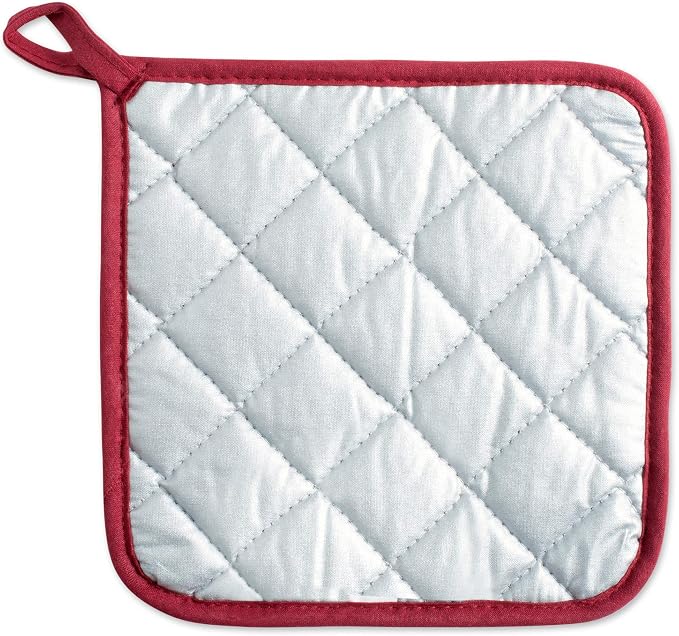 DII Basic Terry Collection Quilted 100% Cotton, Potholder, Barn Red, 3 Piece