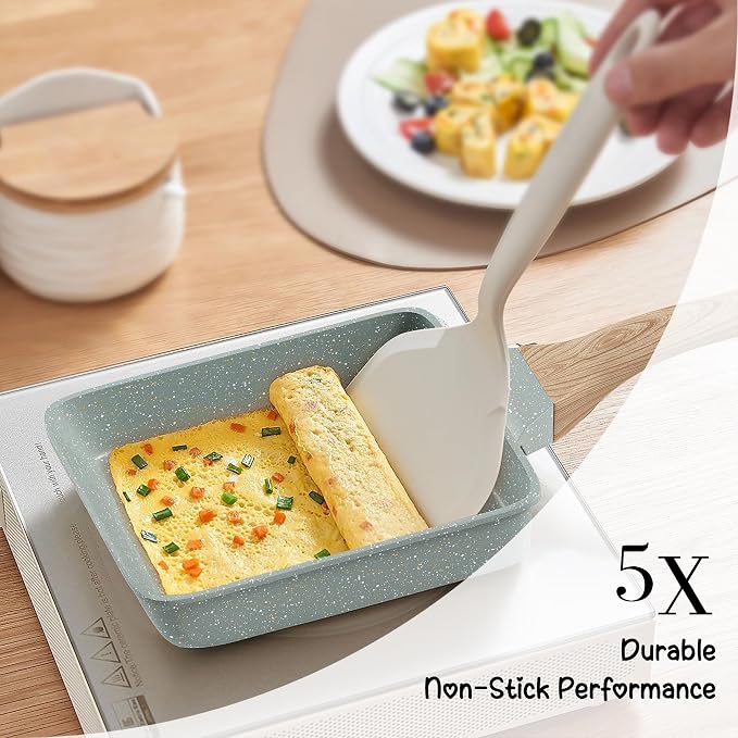 Caannasweis Granite Tamagoyaki Pan Japanese Breakfast Omelette Egg Pan | Nonstick Omelette Skillet Frying Pan Egg & Tamagoyaki Cooker Suitable for Gas Stove & Induction Cookware, PFOA PFOS Free