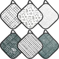 6 Pack Pot Holders 100% Cotton Heat Resistant Potholder, Machine Washable Pot Holder, Hot Pads, Table Pads for Cooking Baking (G)