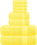 GLAMBURG Ultra Soft 8-Piece Towel Set - 100% Pure Ringspun Cotton, Contains 2 Oversized Bath Towels 27x54, 2 Hand Towels 16x28, 4 Wash Cloths 13x13 - Ideal for Everyday use, Hotel & Spa - Yellow