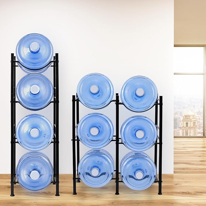 Klvied 5 Gallon Water Jug Holder,4-Tier Heavy Duty Water Jug Rack for Water Bottle Organizer, Detachable Water Bottle Storage Rack, 5 Gallon Water Cooler Jug Rack for Kitchen, Office, Living Room | Detachable shelves, holds 5 gal cooler jugs, for kitch...