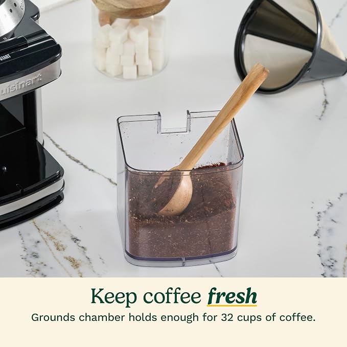Cuisinart Electric Burr Coffee Grinder, 18-Position Selector, 4-18 Cups | Flat burr coffee bean grinder with 18 options, fine to coarse, & removeable, easy-to-clean 8 oz bean hopper, DBM-8P1